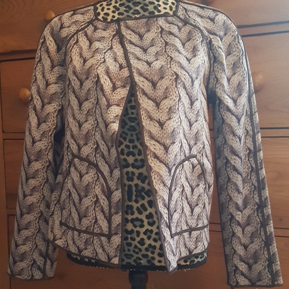 New W by Worth Cable Print Reversible Jacket Sz M